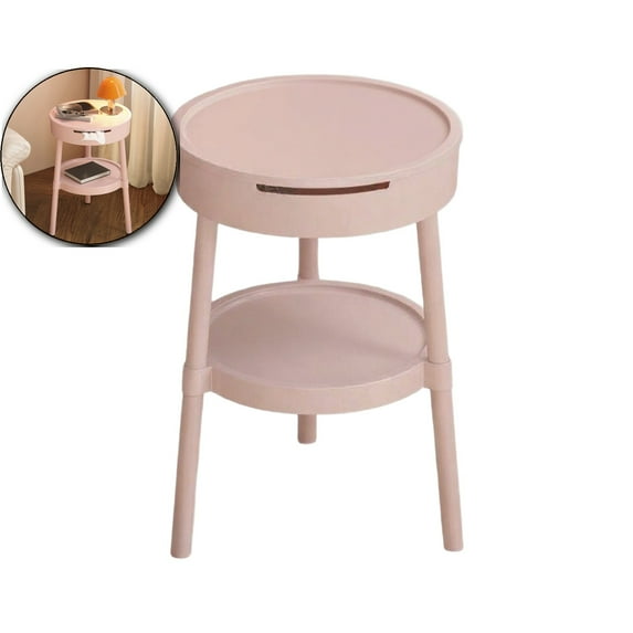 Modern Side Table with Drawer, Multifunctional Coffee Table, Plastic Storage Shelf for Living Room Bedroom Office