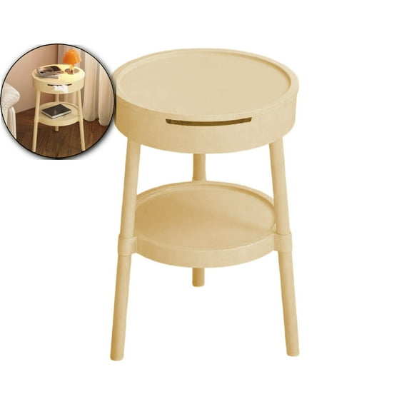 Modern Side Table with Drawer, Multifunctional Coffee Table, Plastic Storage Shelf for Living Room Bedroom Office