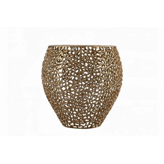 Modern Side Table with Durable Aluminum Casting in Gold (NJ Inventory)