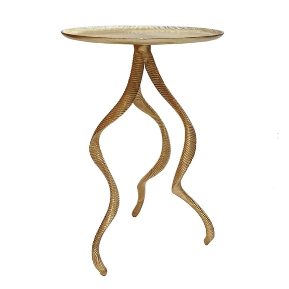 Modern Side Table with Metal Top, 15.5" Diameter x 23.5" Height, Gold Finish