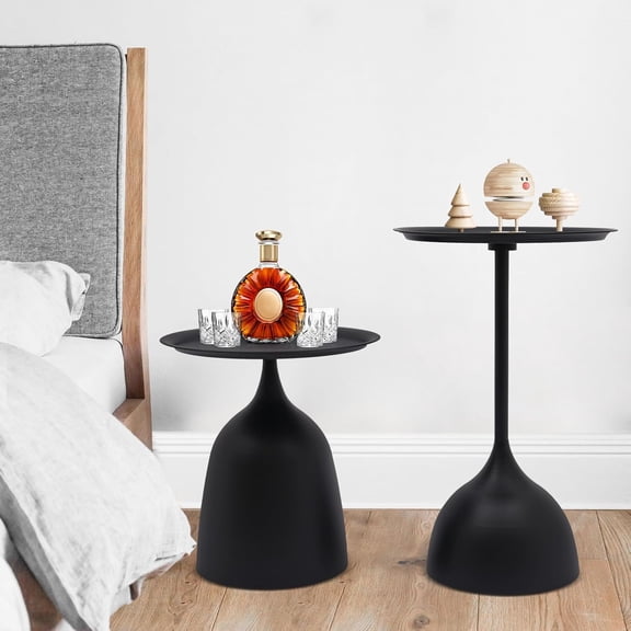 Modern Side Tables Nesting Tables Round Coffee Side Table Set Corner End Table Set Table Bedside Set Sofa & Console Table for Living Room Balcony Home (Black)