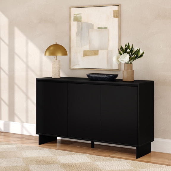 Modern Sideboard, 3 Door (1499 x 406 x 864mm / 59 x 16 x 34in), Black