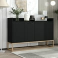 thumbnail image 1 of Modern Sideboard with 4 Doors, Elegant Buffet Cabinet with Shelves, Narrow Long Entryway Table with Metal Legs, for Dining Room, Living Room, Bedroom, Hallway, Black, 1 of 9