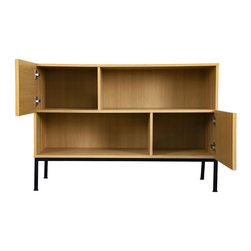 Modern Sideboard Buffet Accent Wavy Grain Door Console Table