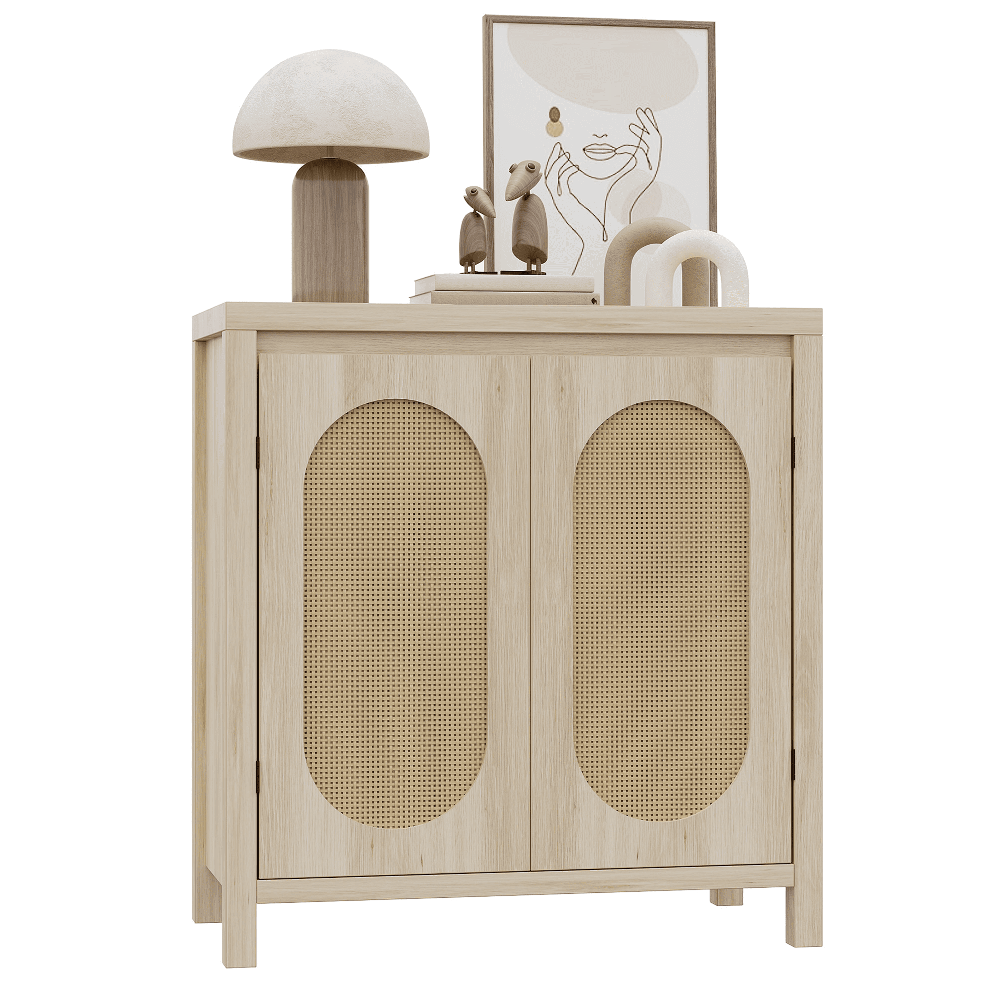 Photo inspiration: Picture Idea: Modern Sideboard Buffet Cabinet Accent Rattan Storage Cabinet Adjustable Shelf