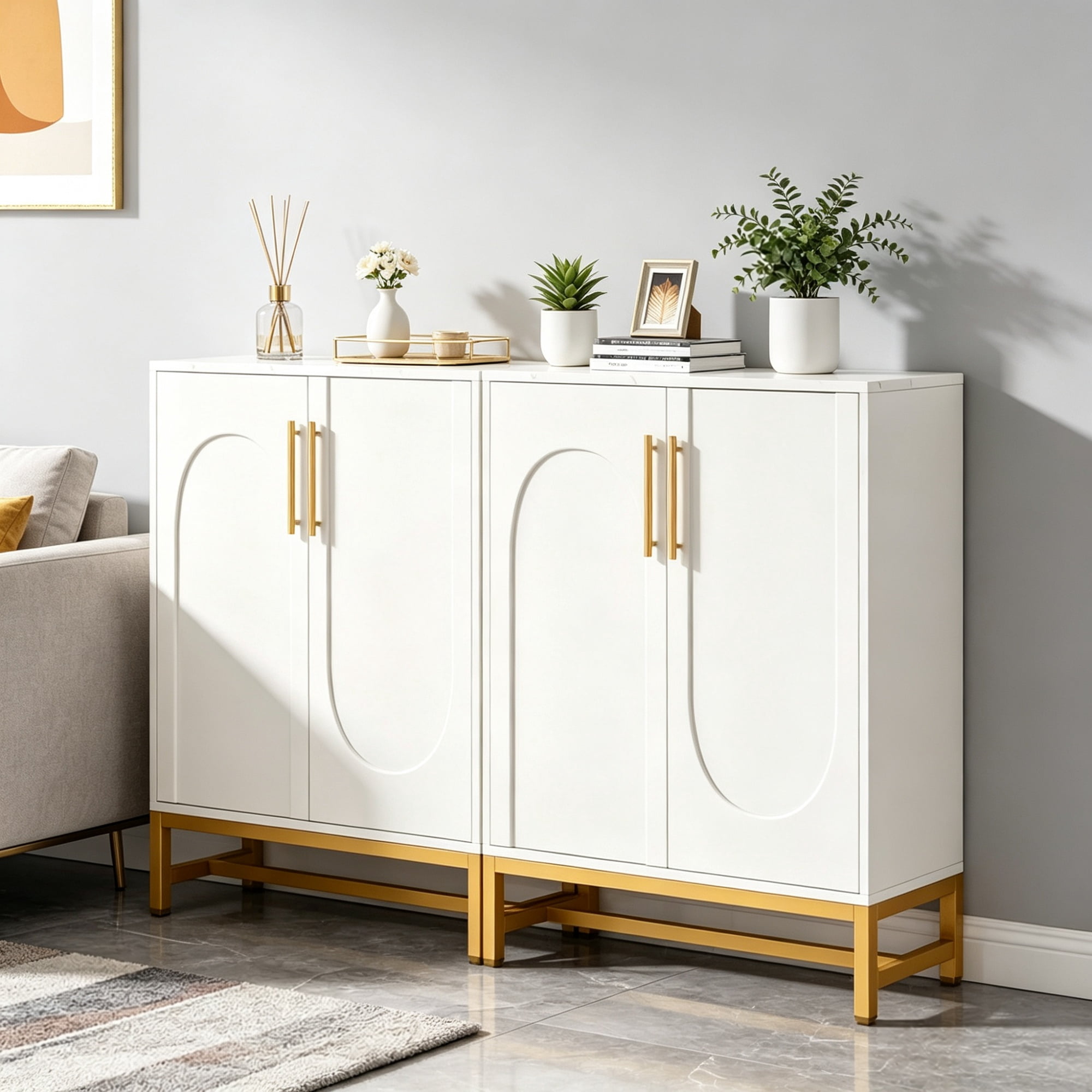 Modern Sideboard Buffet Storage Cabinet with Adjustable Shelves, Freestanding Kitchen Server with Doors, Versatile Entryway Console for Dining Room, Living Room, or Hallway