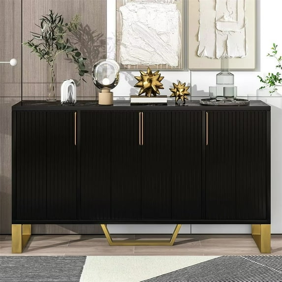 JINS & VICO Adjustable Shelves Modern Sideboard, MDF Particle board Black