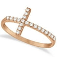 thumbnail image 1 of Modern Sideways Diamond Cross Fashion Ring in 14k Rose Gold (0.20ct), 1 of 3