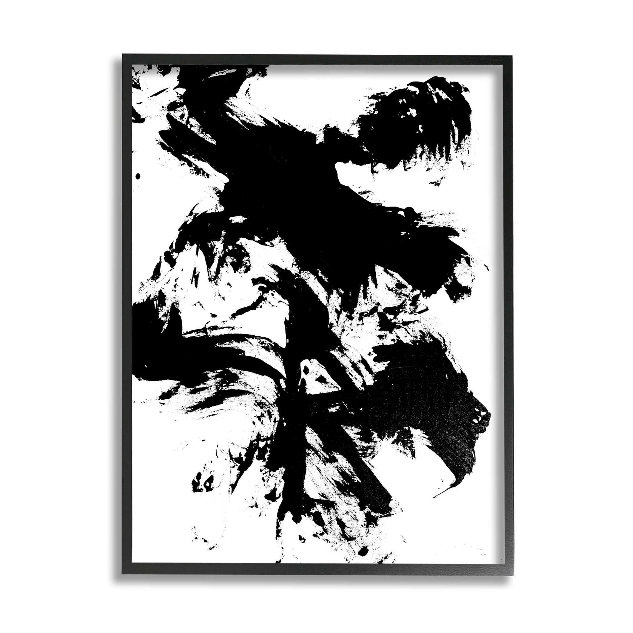 Modern Silhouette Brushed Shape Abstract Graphic Art Black Framed Art Print Wall Art