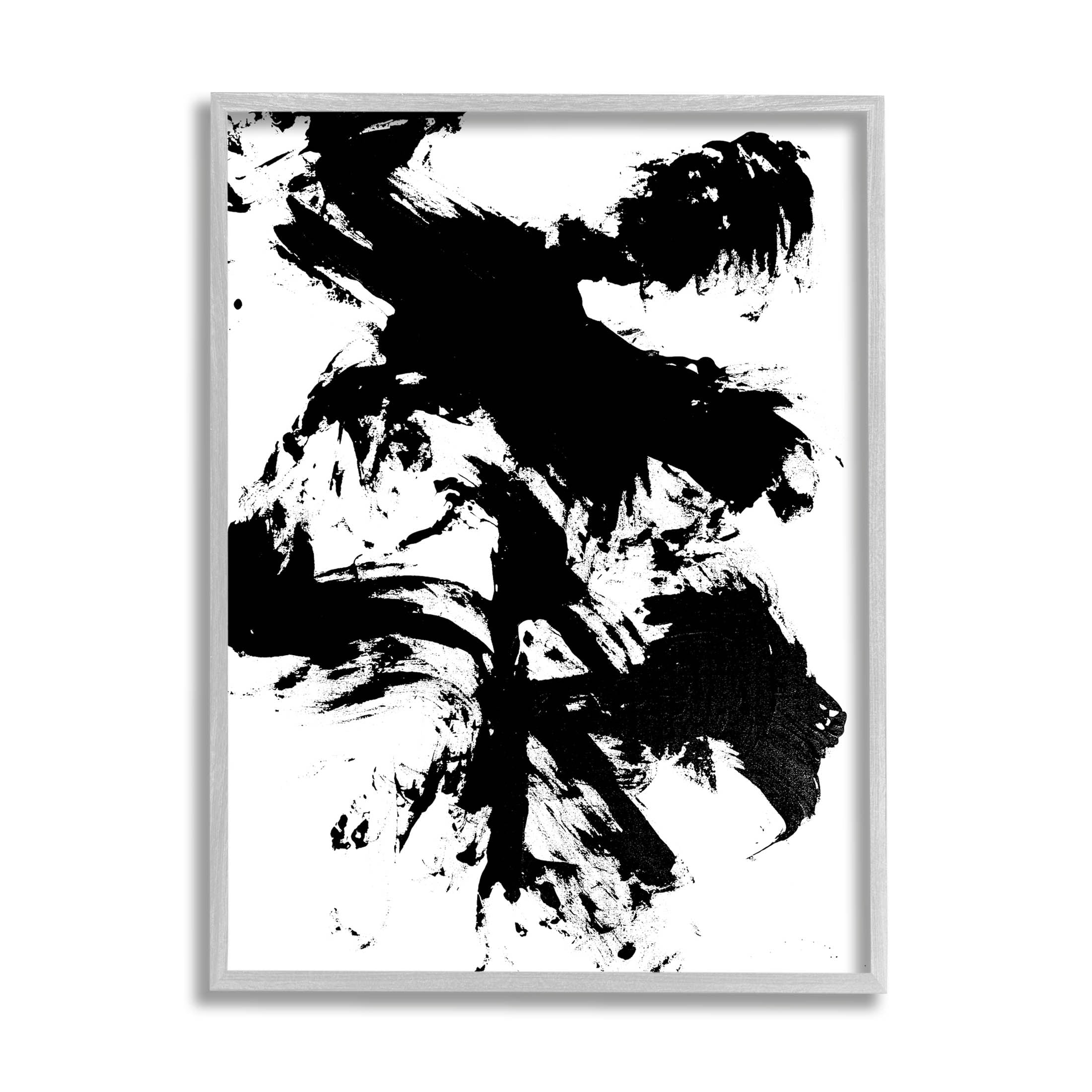Modern Silhouette Brushed Shape Abstract Graphic Art Gray Framed Art Print Wall Art