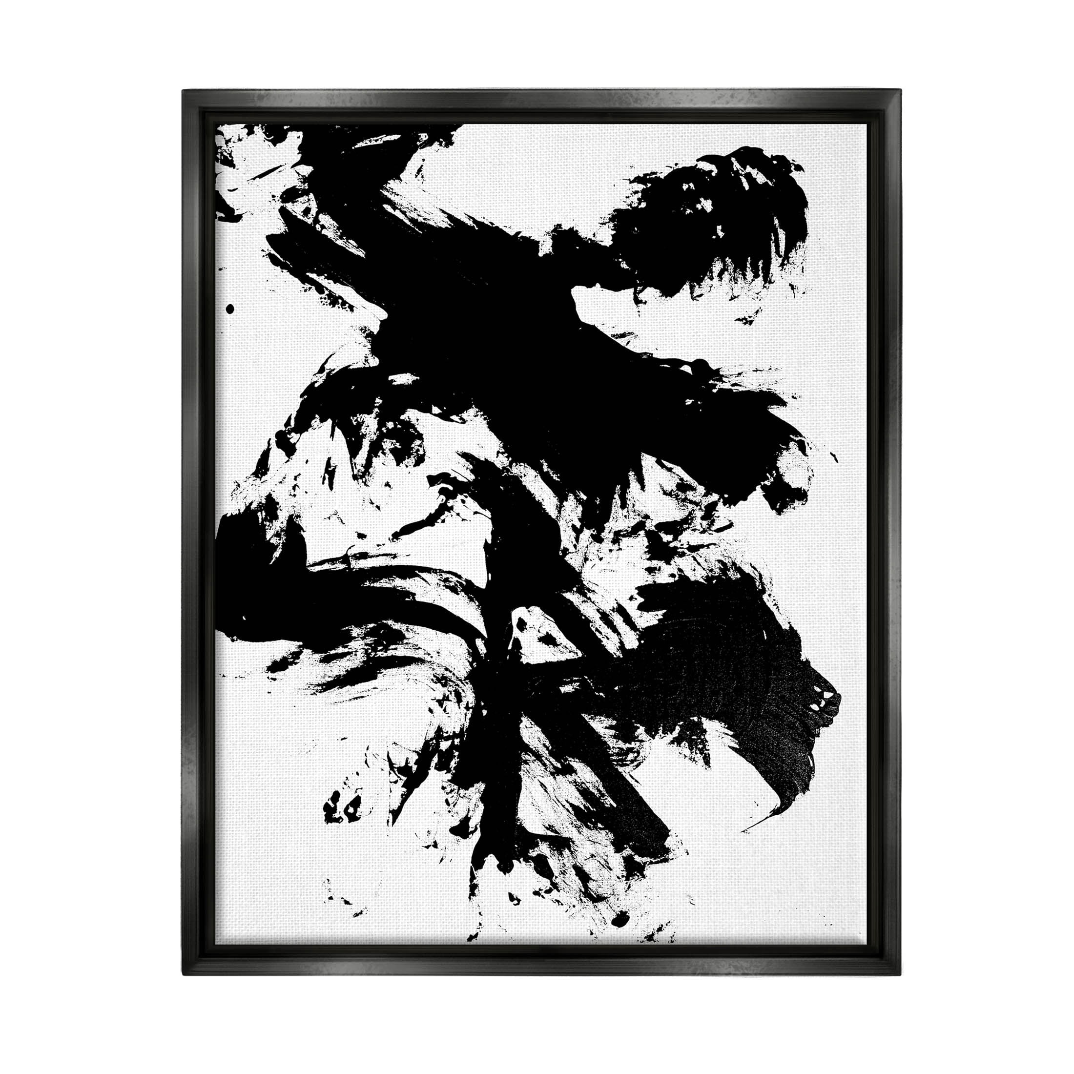 Modern Silhouette Brushed Shape Abstract Graphic Art Jet Black Framed Art Print Wall Art