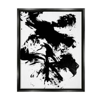 Modern Silhouette Brushed Shape Abstract Graphic Art Jet Black Framed Art Print Wall Art