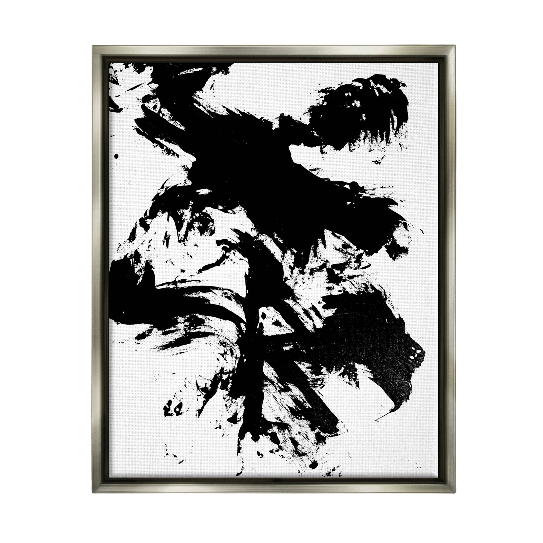 Modern Silhouette Brushed Shape Abstract Graphic Art Luster Gray Framed Art Print Wall Art