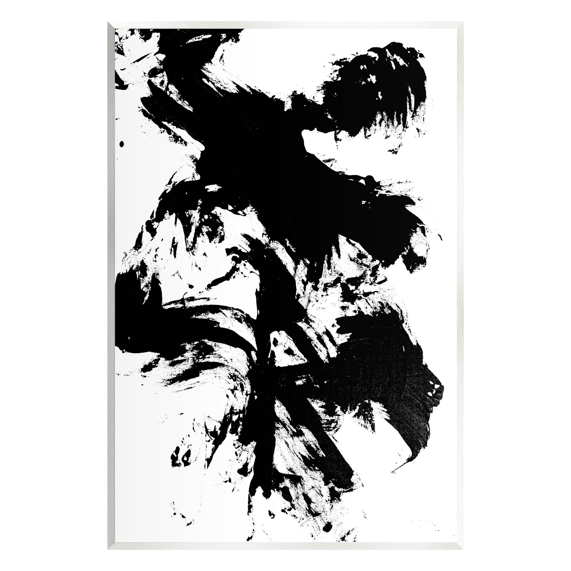 Modern Black and White Abstract Graphic Art on MDF Wood