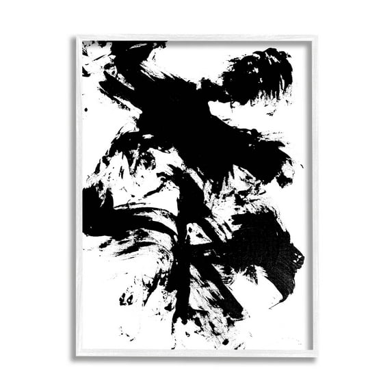 Modern Silhouette Brushed Shape Abstract Graphic Art White Framed Art Print Wall Art