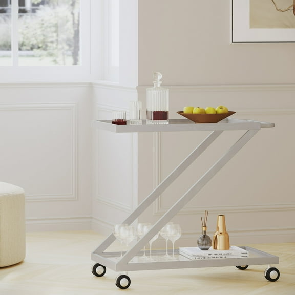 Modern Silver Aesthetic - Clean Lines & Easy Mobility - Outdoor Bar - Sturdy and Reliable