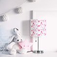 thumbnail image 1 of Modern Silver Bedside Lamp, Fabric Lamp Shade with Bear Pattern, 1 of 6