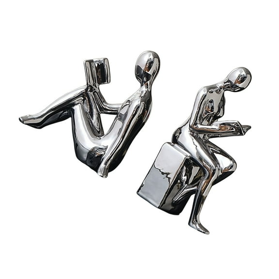 Modern Silver Bookend Sculptures For Creative And Bookshelves Decoration