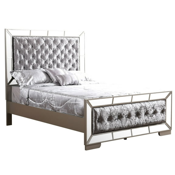 Modern Silver Champagne Full Bed, 64"h X 60"w 87"d, Crafted With For Bedroom Appeal Stylish Bed In Shimmer, Chic
