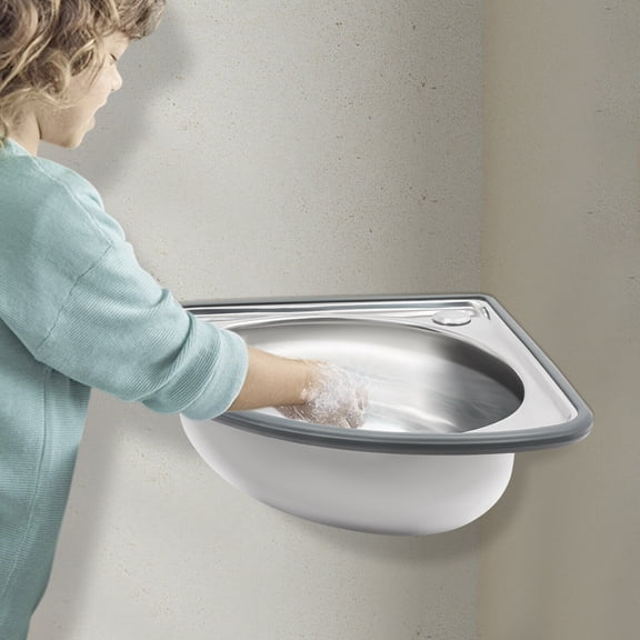 Modern Silver Single Bowl Sink, Corner Basin Sink, Triangular Hand Basin Sink Stainless Steel, Plastic