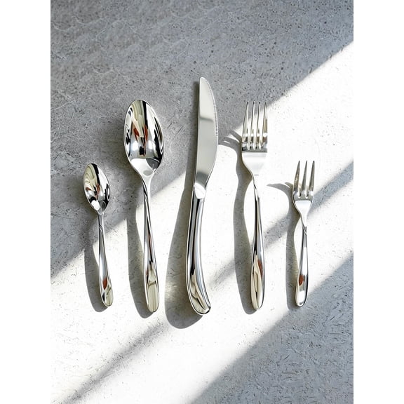 Modern Silverware Set for 4  20 count Flatware Set 18/10 Stainless Mirror Polished Nice Weight Utensils for  Kitchen
