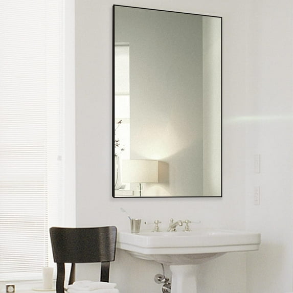 Modern Simple Black Frame 40x24Inch Mirror for Bathroom, Bedroom, Living Room Hanging Horizontal or Vertical(All Black)