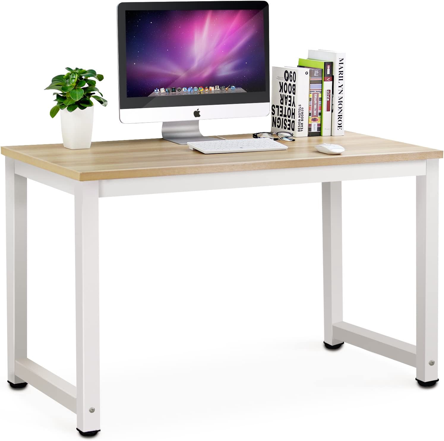 Modern Simple Computer Desk, 47 inch Vintage Office Desk Computer Table ...