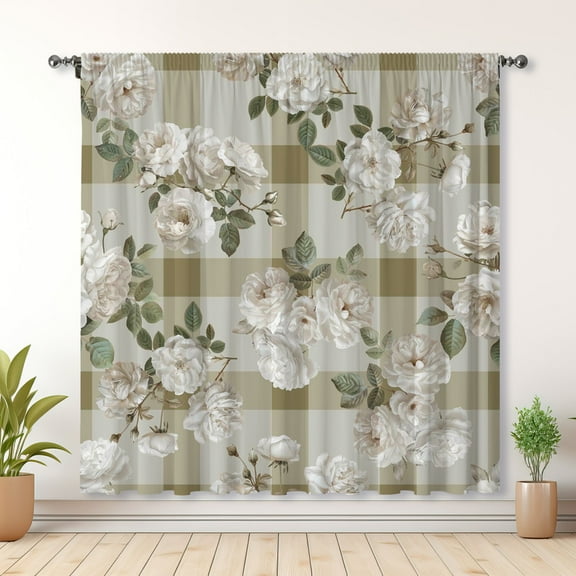 Modern Simple Curtains, Floral Print Blackout Curtains, Suitable For Room Bedroom Decoration(Rod pocket)