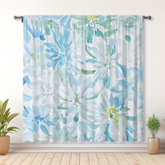 Modern Simple Curtains, Floral Print Blackout Curtains, Suitable For Room Bedroom Decoration(Rod pocket)