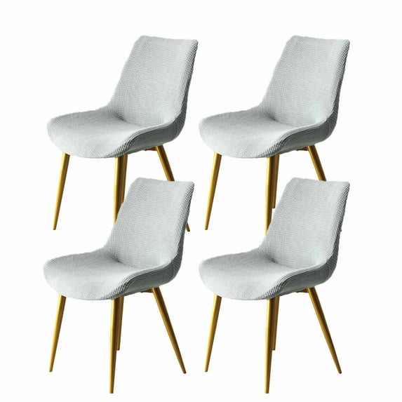 Modern Simple Curved Back Chair Cover, Stretch Washable Dining Room Chair Cover For Home Decor Living Room,Soft And Comfortable Thick And Durable-silver grey-Set of 4