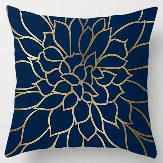 Modern Simple Dark Blue Geometric Pillowcase Home Sofa Pillow Cushion Cover