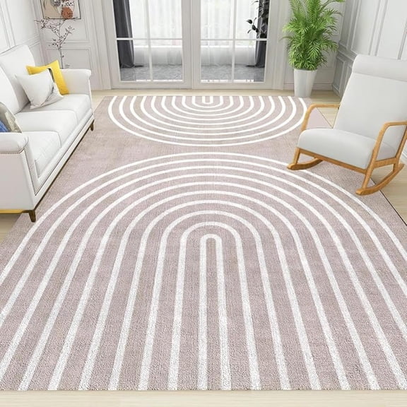 Modern Simple Lines Area Rug, Retro Medieval Art Non Slip Living Room Rug, Stain Resistant Durable Carpet For Indoor Bedroom Office Decor Mat 1x2ft