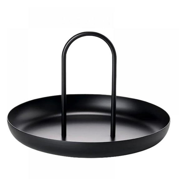 Modern Simple Minimalist Nordic Matt Round Tray with Handles | Decorative Display Tray | Tray for Ottoman, Coffee Table, Vanity Dresser Kitchen, Living Room and Bathroom