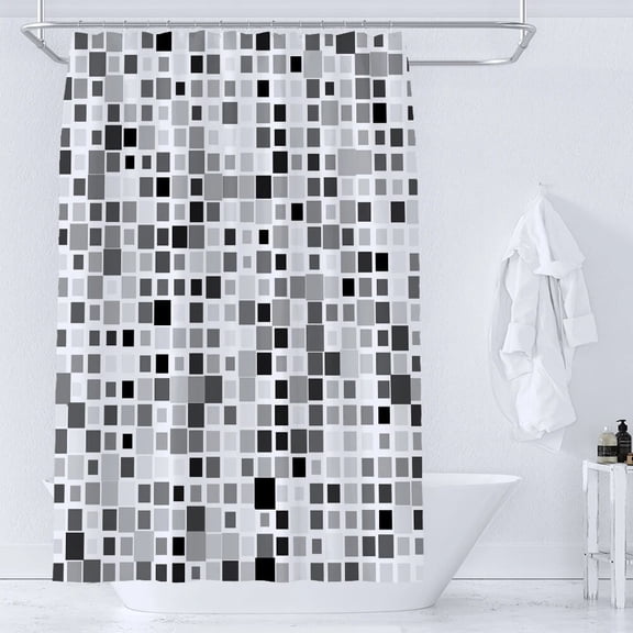 Modern Simple Mosaic Pattern Shower Curtains Waterproof Bathroom Curtain 3d Printed Fabric With Decoration Shower Curtain