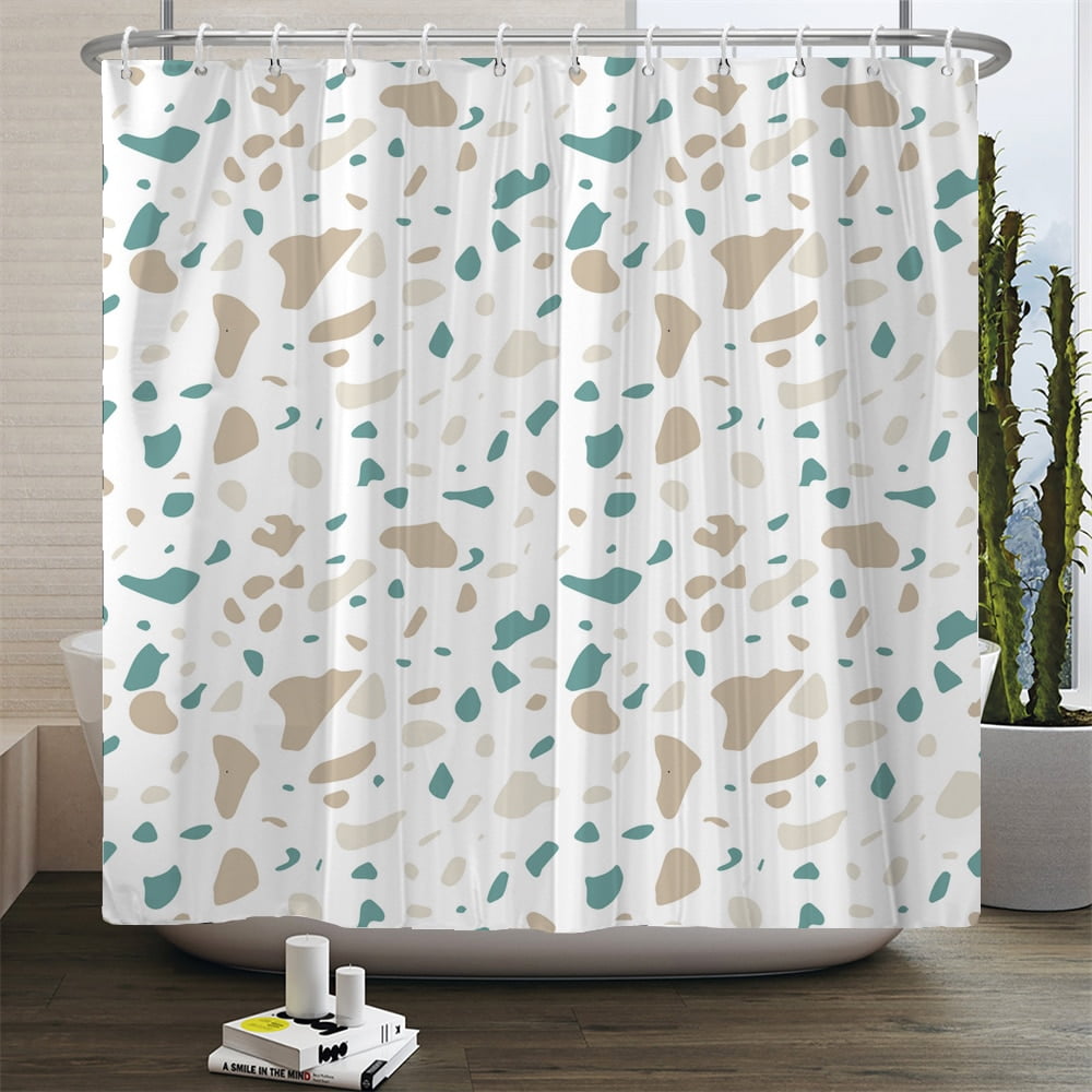 Modern Simple Mosaic Shower Curtain Waterproof Bath Curtains with 12 ...