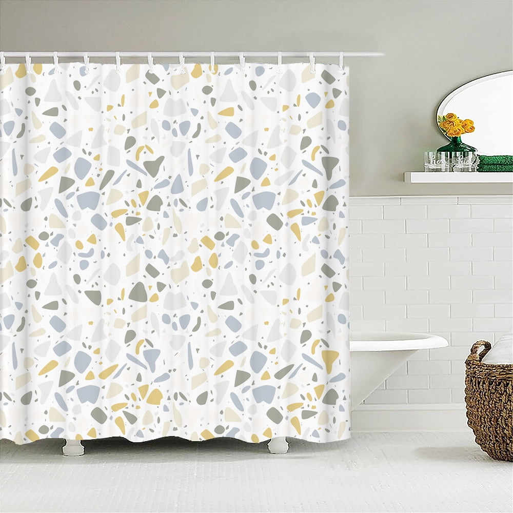 Modern Simple Mosaic Shower Curtain Waterproof Bath Curtains with 12 ...