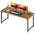 thumbnail image 1 of Modern Simple Office Desk - 55 Inch, Gaming & Work Desk with Storage, Large Legroom, Metal Frame, Rustic Brown, 1 of 8