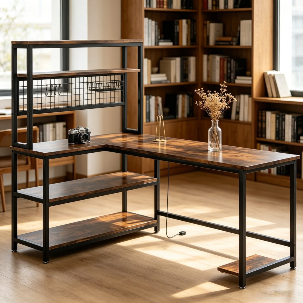 Modern Simple Office Desk, Sturdy Frame Computer Writing Desk, Multipurpose Study Workstation Table, Space-Saving Laptop Desk for Home Office Bedroom Workplace