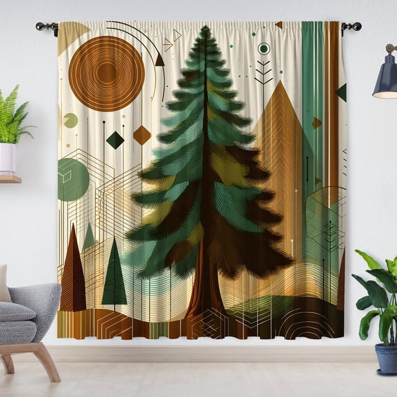 Modern Simple Style Curtains, Christmas Tree Curtains, Blackout Curtains, Suitable for Room Bedroom Decoration(Rod pocket)