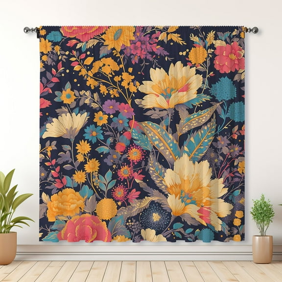 Modern Simple Style Curtains, Flower Curtains, Bedroom Blackout Curtains, Suitable For Living Room And Bedroom Decoration(Rod pocket)