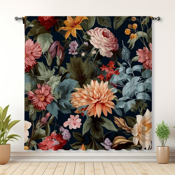 Modern Simple Style Curtains, Flower Curtains, Bedroom Blackout Curtains, Suitable For Living Room And Bedroom Decoration(Rod pocket)