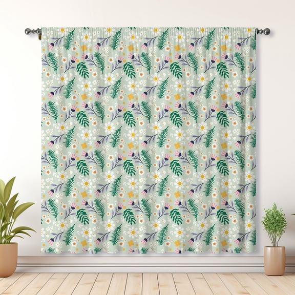 Modern Simple Style Curtains, Flower Curtains, Bedroom Blackout Curtains, Suitable For Living Room And Bedroom Decoration(Rod pocket)