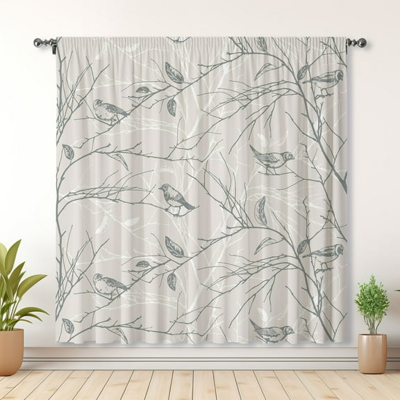 Modern Simple Style Curtains, Leaf Curtains, Bedroom Blackout Curtains, Suitable For Living Room And Bedroom Decoration(Rod pocket)