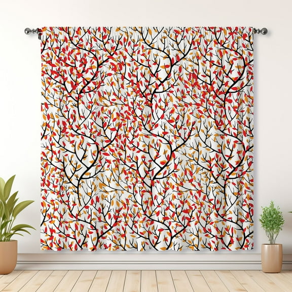 Modern Simple Style Curtains, Leaf Curtains, Bedroom Blackout Curtains, Suitable For Living Room And Bedroom Decoration(Rod pocket)