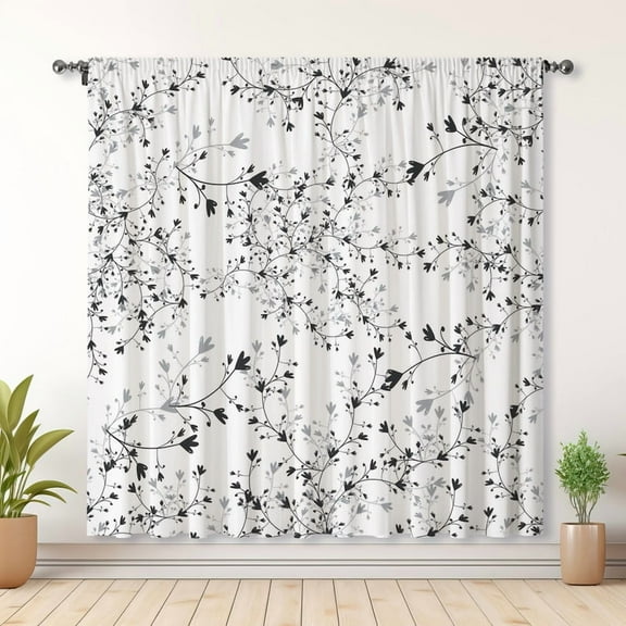 Modern Simple Style Curtains, Leaf Curtains, Bedroom Blackout Curtains, Suitable For Living Room And Bedroom Decoration(Rod pocket)
