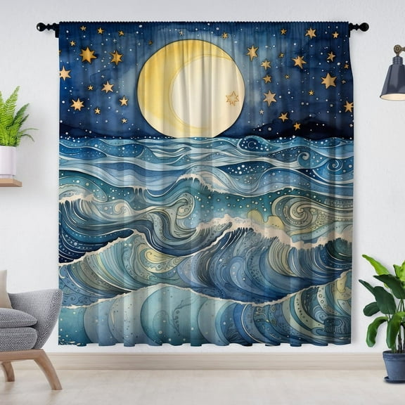 Modern Simple Style Curtains, Ocean Curtains, Blackout Curtains, Suitable for Room Bedroom Decoration(Rod pocket)