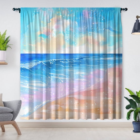 Modern Simple Style Curtains, Seaside Curtains, Blackout Curtains, Suitable for Room Bedroom Decoration(Rod pocket)
