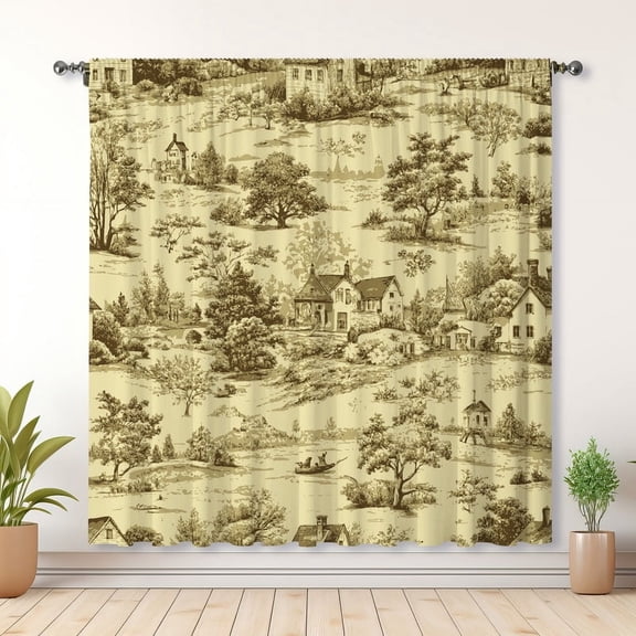 Modern Simple Style Curtains Village Curtains Blackout Curtains Suitable For Room Bedroom Decoration(Rod pocket)