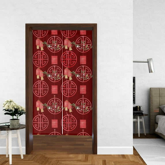 Modern Simple Style Door Curtain, Red Lantern Door Curtain, Suitable for Kitchen Partition Bedroom Door Privacy Decoration