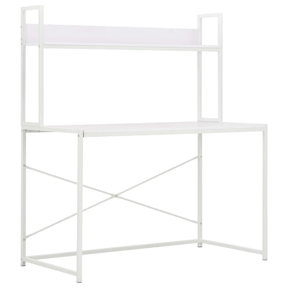 "Modern Simple Style Laptop Table with Bookshelf,Workstation with X-Rod Reinforcement,Metal Frame,47.2"" x 28.3"" x 27.6"",White"